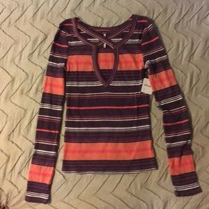 Free People ribbed long sleeve striped shirt